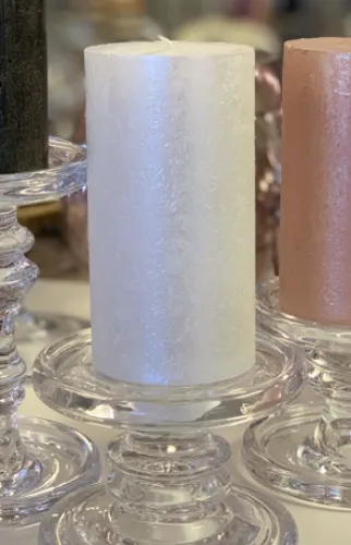 Candle Pillar Metallic White 7”