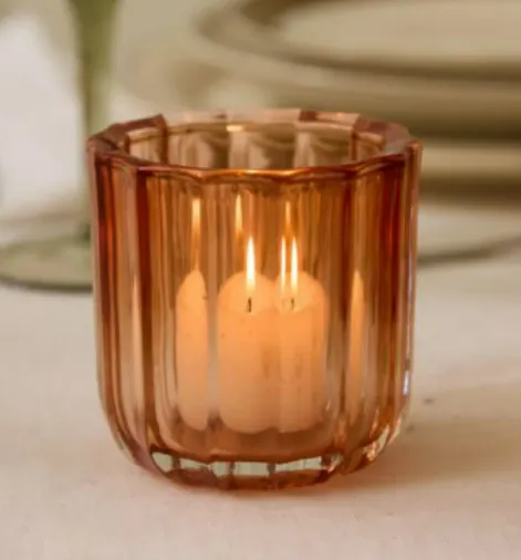 Candlestick Votive Orange Terracotta