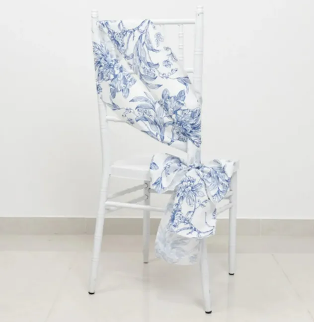 Sash Floral Blue Chinoiserie Poly