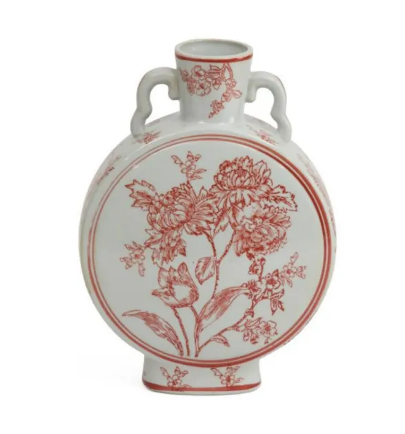 Vase Terracotta Floral Round 2 Chinoiserie