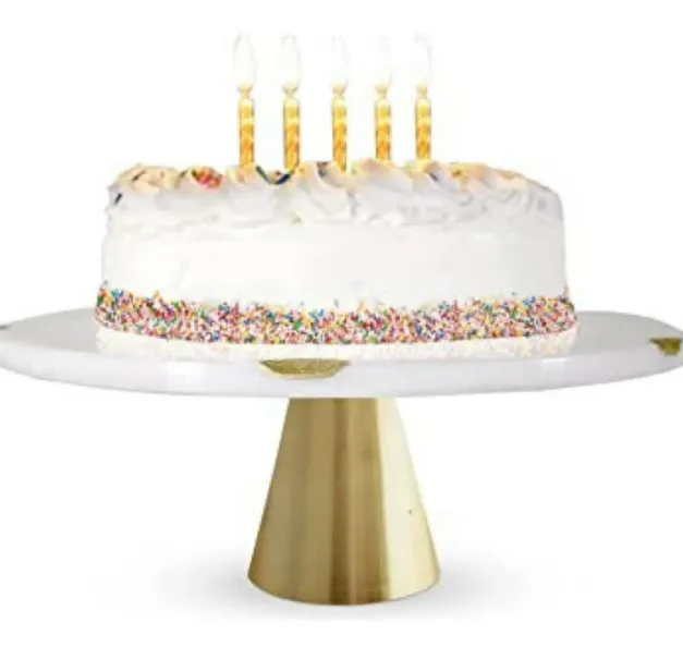 Cake Stand Marble/Gold 12”