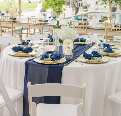 Table Runner Chiffon Navy 27”x10’