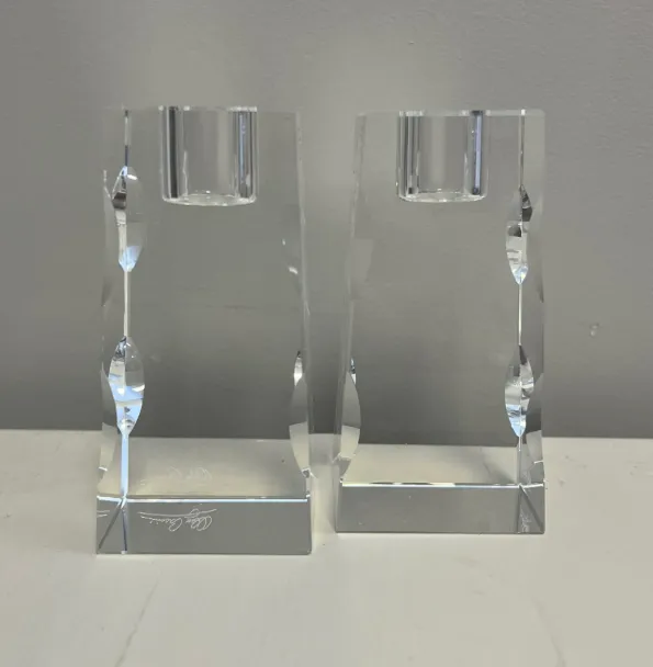Candlestick Tapered Pair Crystal Beveled Edge