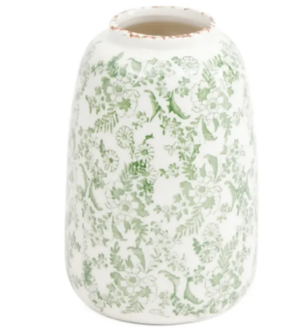 Vase Olive Green Chinoiserie Crackle