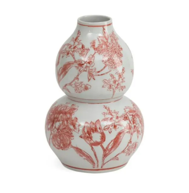 Vase Terracotta Floral Round Chinoiserie