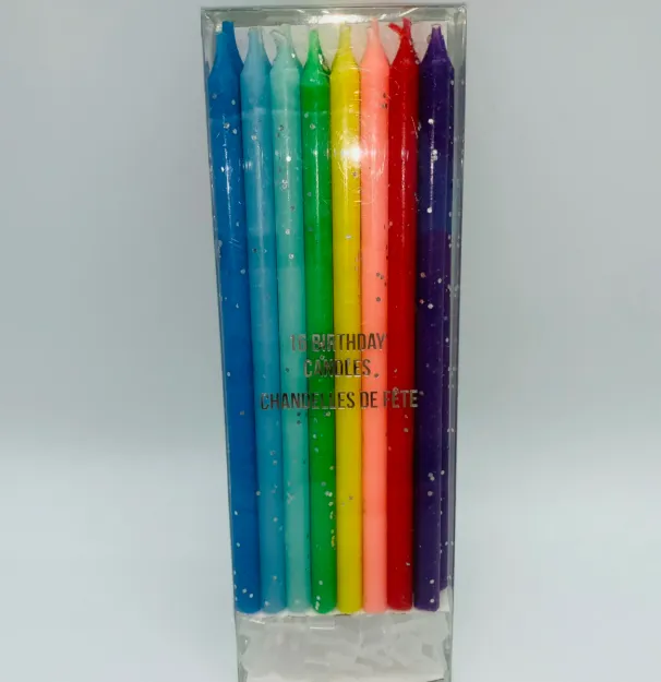 Birthday Candle Rainbow Glitter Set 16