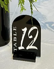 Table Numbers Black Arch Acrylic with White Lettering