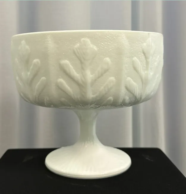 Vase Milk Glass Leaf Compote