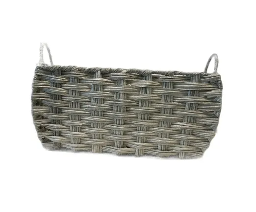 Basket Grey Rectangle W/Handles