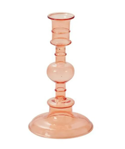 Candlestick Tapered Glass Peach Orange Terracotta