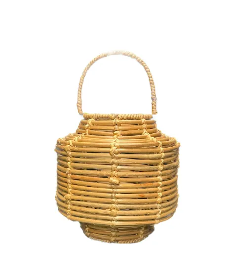 Lantern Rattan W/ Handle 17” H