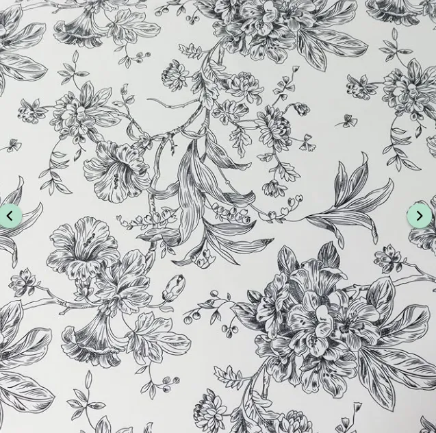 Table Linen Black Floral Toile Chinoiserie 132”