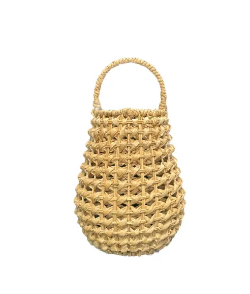Lantern Rattan Tall With Handle 15” H