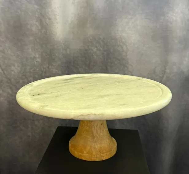 Cake Stand Marble And Mango Wood 10.5”
