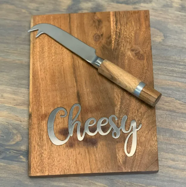 Food Display Wood Cheese Board & Knife