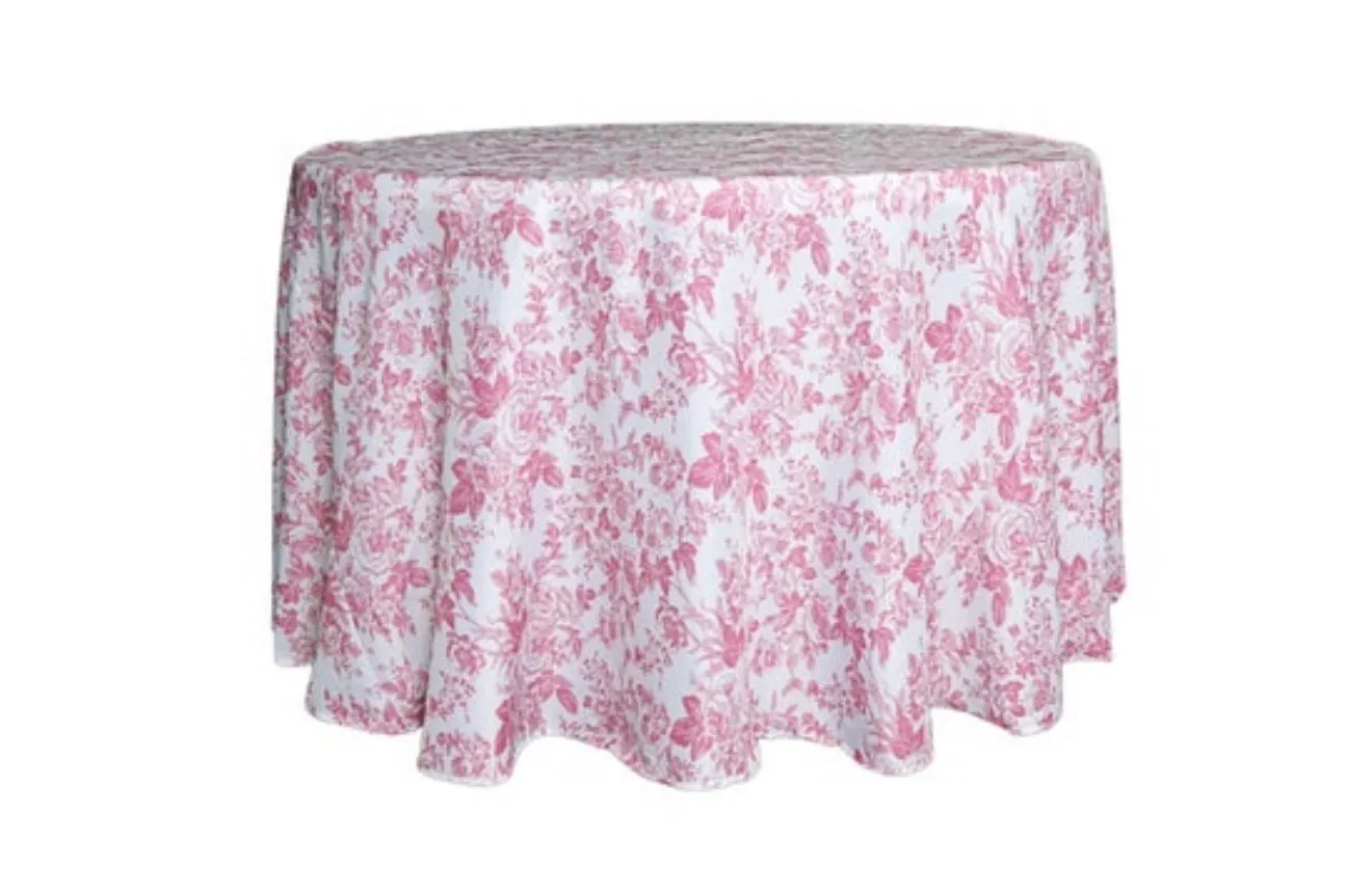 Table Linen Hot Pink Floral Chinoiserie 120”
