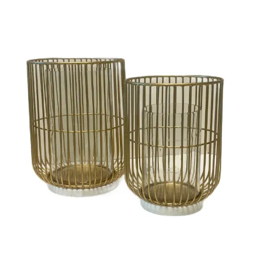 Vase Candleholder Gold Marble Base Large