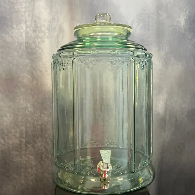 Beverage Dispenser Green Glass Round 3 Gal
