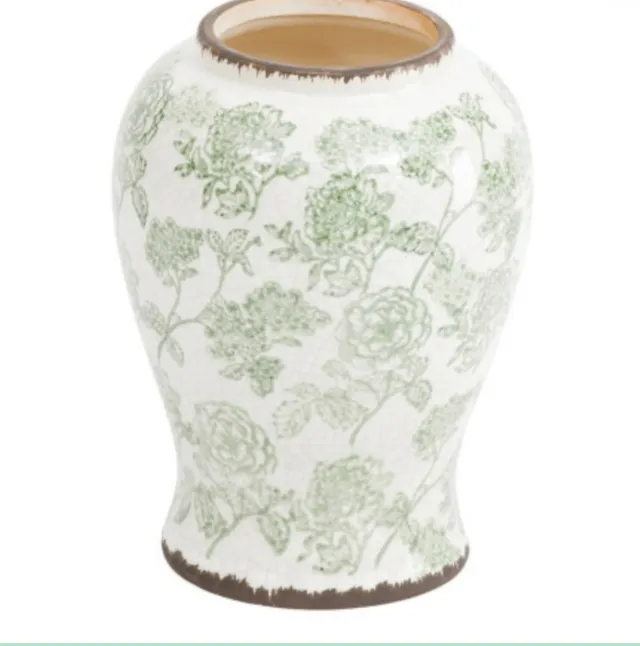 Vase Olive Green Chinoiserie 1
