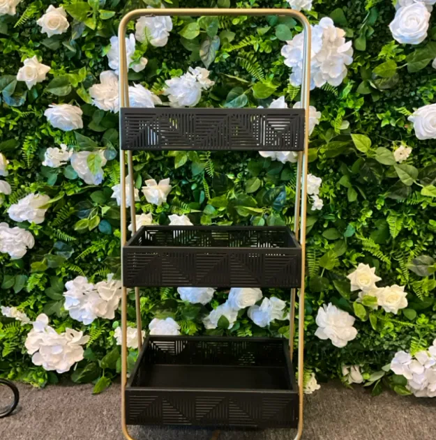 Display Metal Basket 3 Tier Black Gold