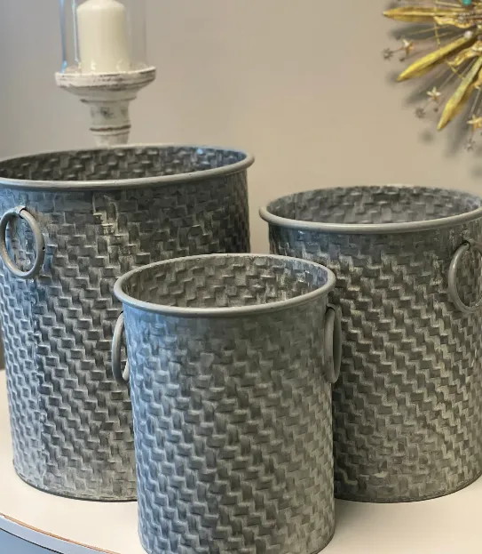 Display Silver Metal Planter Collection