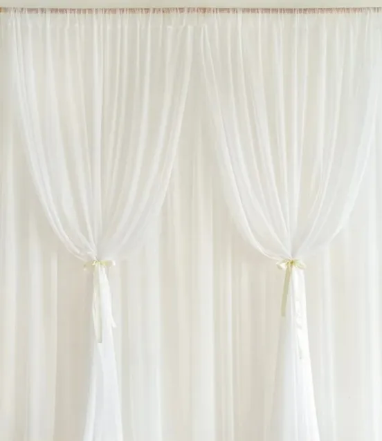 Wall Draping Double Layer Chiffon White