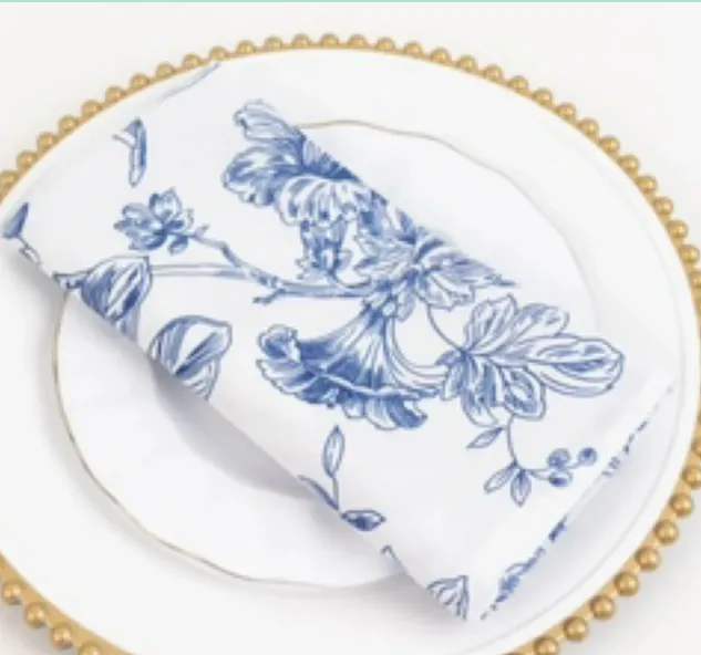 Napkin Poly Floral Blue Chinoiserie