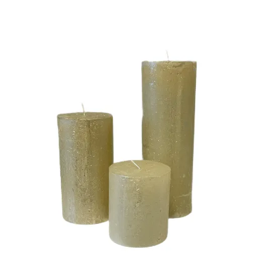 Candle Pillar Metallic Champagne