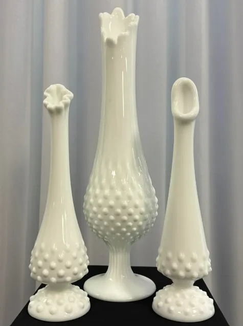 Vase Milk Glass Dot Bud Vase