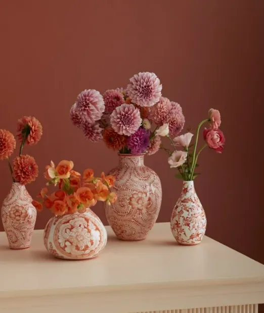 Bud Vase Terracotta Orange Chinoiserie Ginger Variety