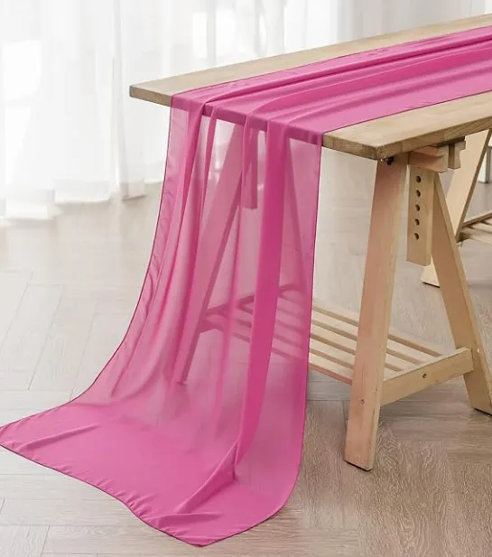 Table Runner Chiffon Hot Pink 29”X10’