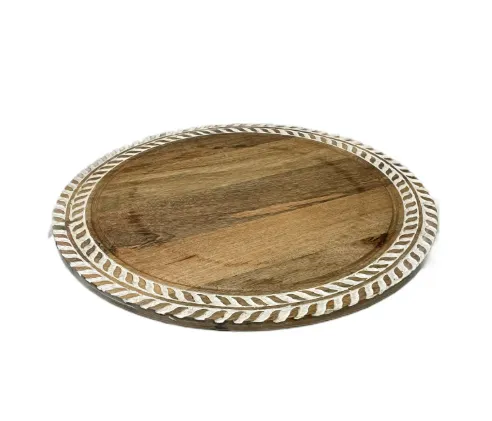 Cake Stand Wood Etch Rotating 15.5”