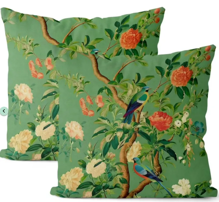 Accent Pillow Olive Green Chinoiserie