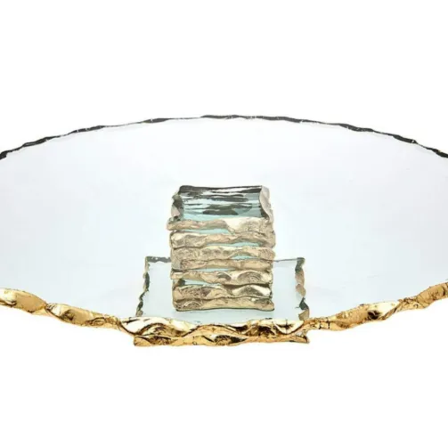 Cake Stand Gold Edge 13”