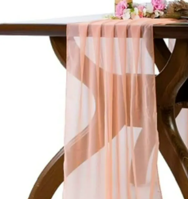 Table Runner Chiffon Peach 27”x10’