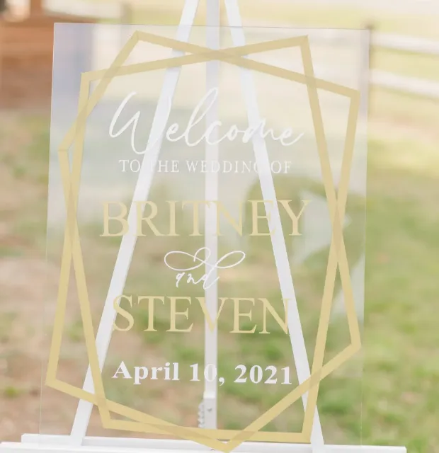 Wedding Welcome Sign Gold Geo 18”x24”