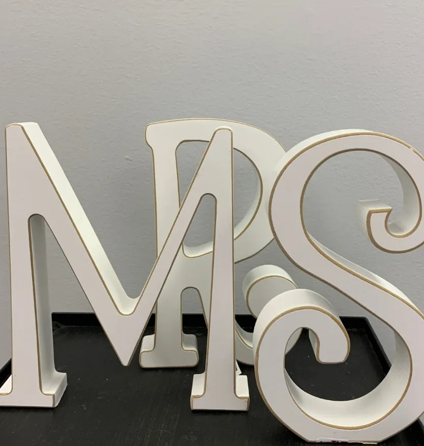 Wedding Letters Mrs -White Wood