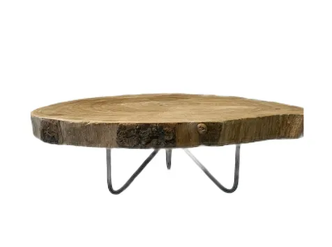 Cake Stand Wood/Iron Slice 15.5”