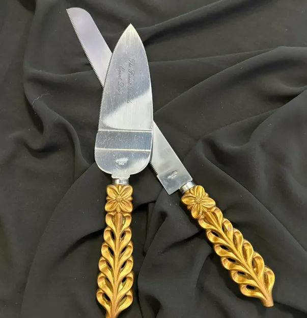 Cake Server Set Gold Herringbone