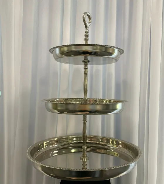 Food Display Tier 3 Silver Stand Medium
