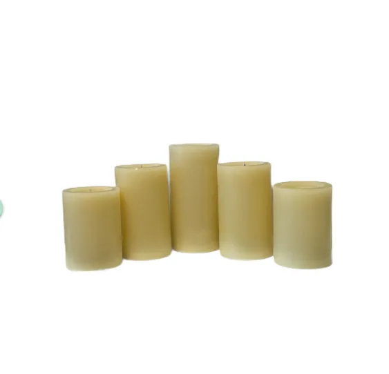 Battery Candle Pillar Ivory Set 5 Remote Floral Swing