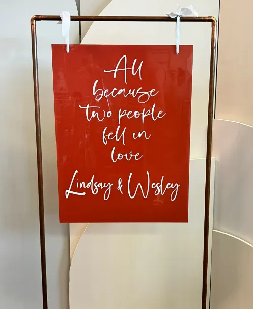 Wedding Welcome Sign All Because Two People Terracotta 18”x24”