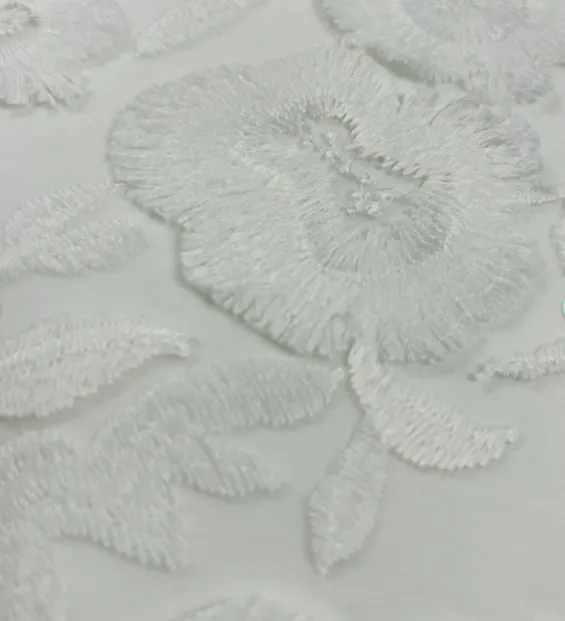Table Linen Lace White Fringe Floral 120” Round
