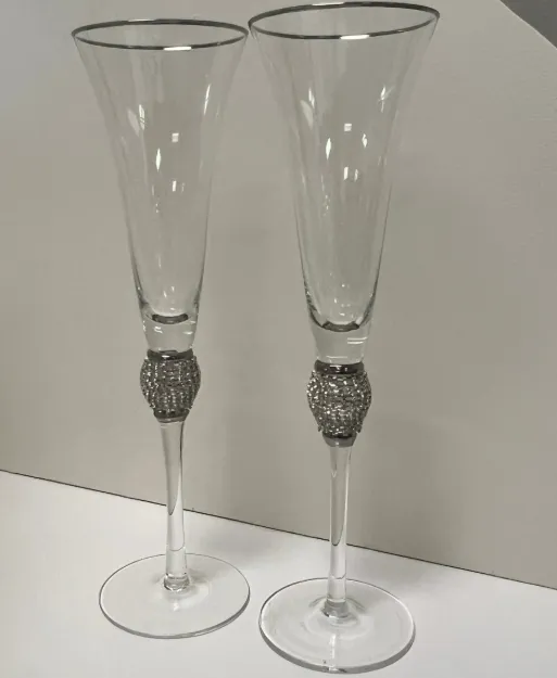Champagne Rhinestone Silver Set/2
