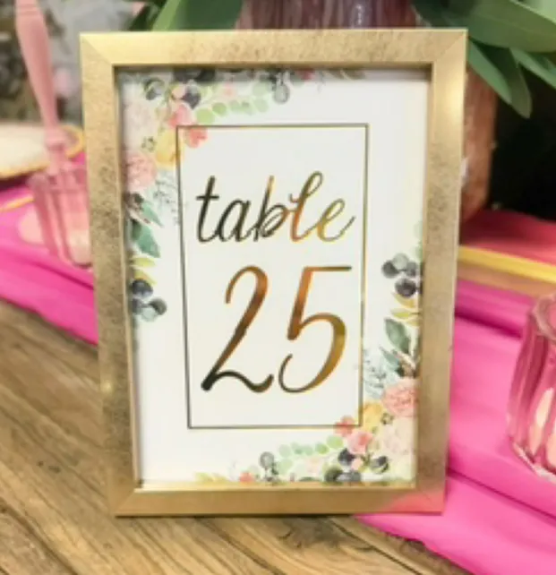Table Numbers Framed Floral