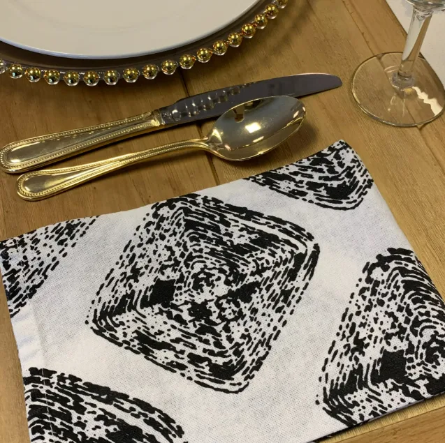 Napkin Cotton Black/White Geo