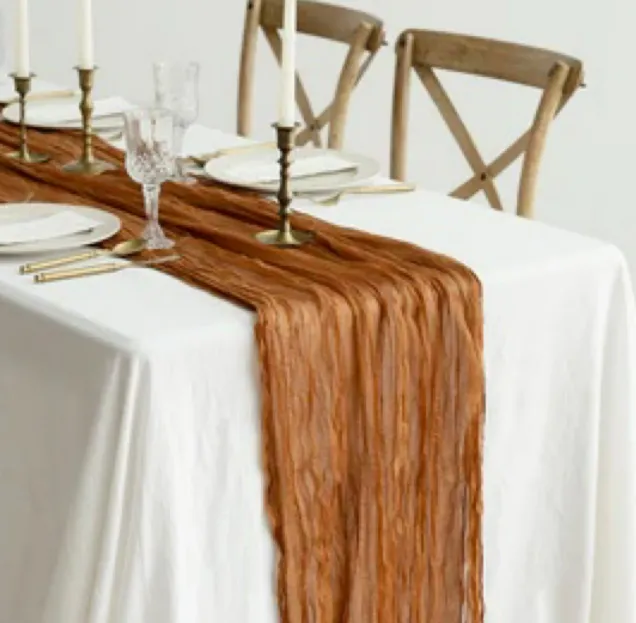 Table Runner Cheesecloth Coffee Terracotta 14’