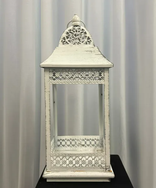Lantern White Bead 12”H