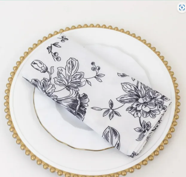 Napkin Poly Floral Black Chinoiserie