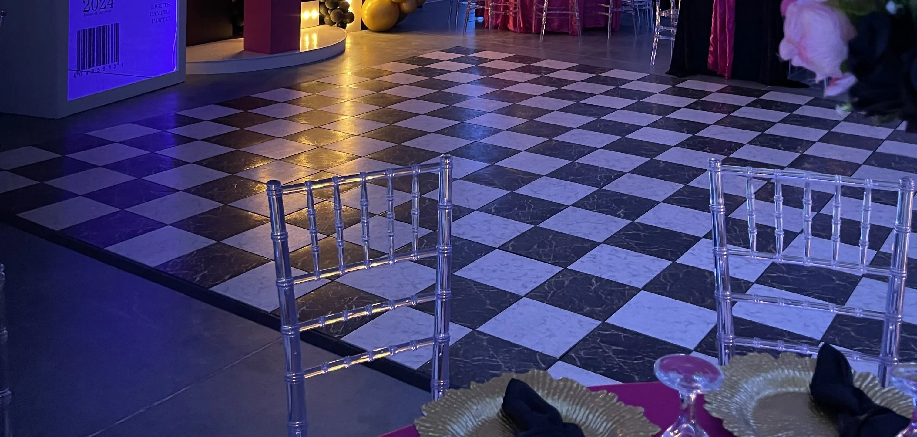 Checkered Black and White Marble Dance Floor